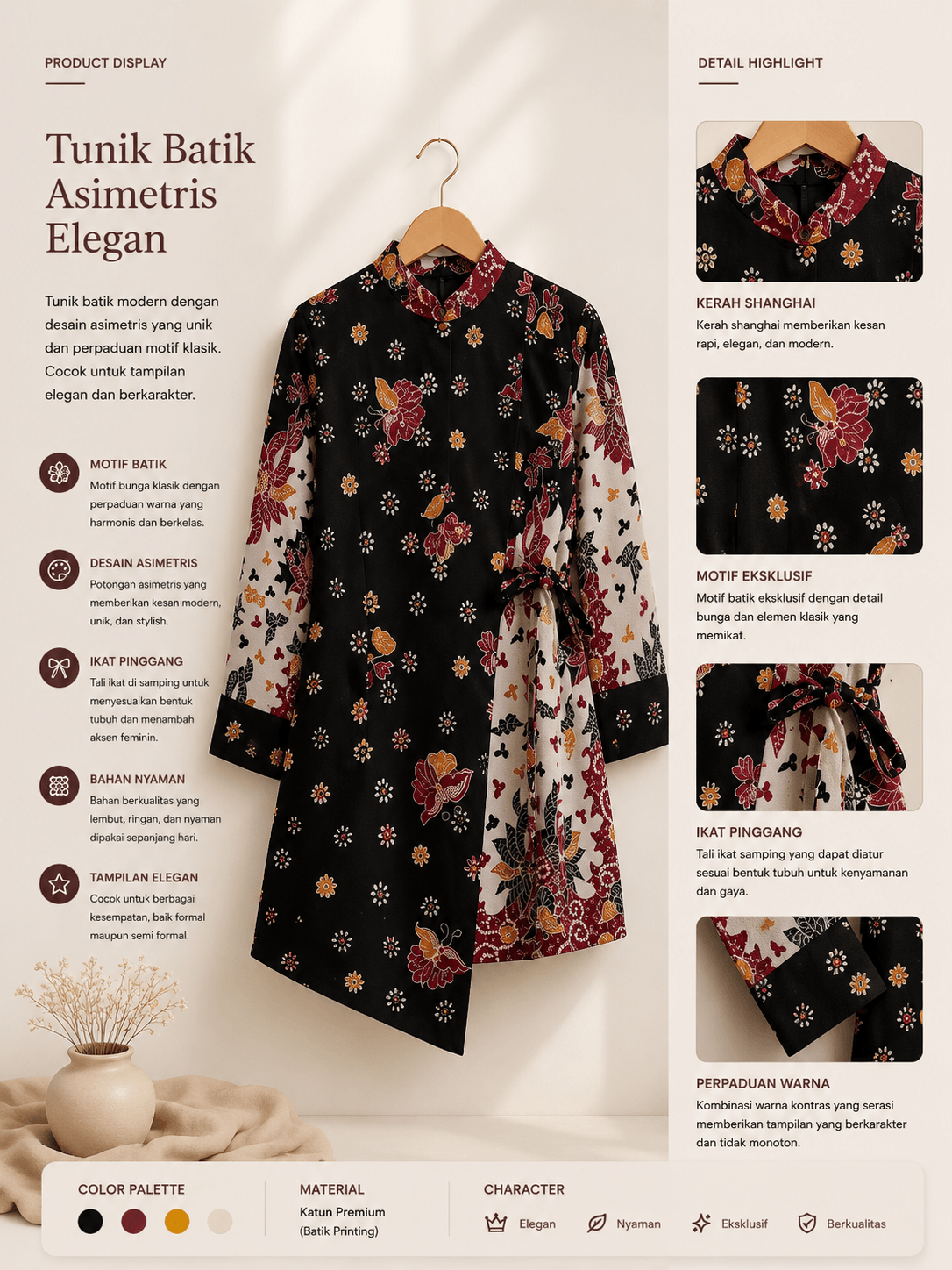Tunik Batik Asimetris Modern